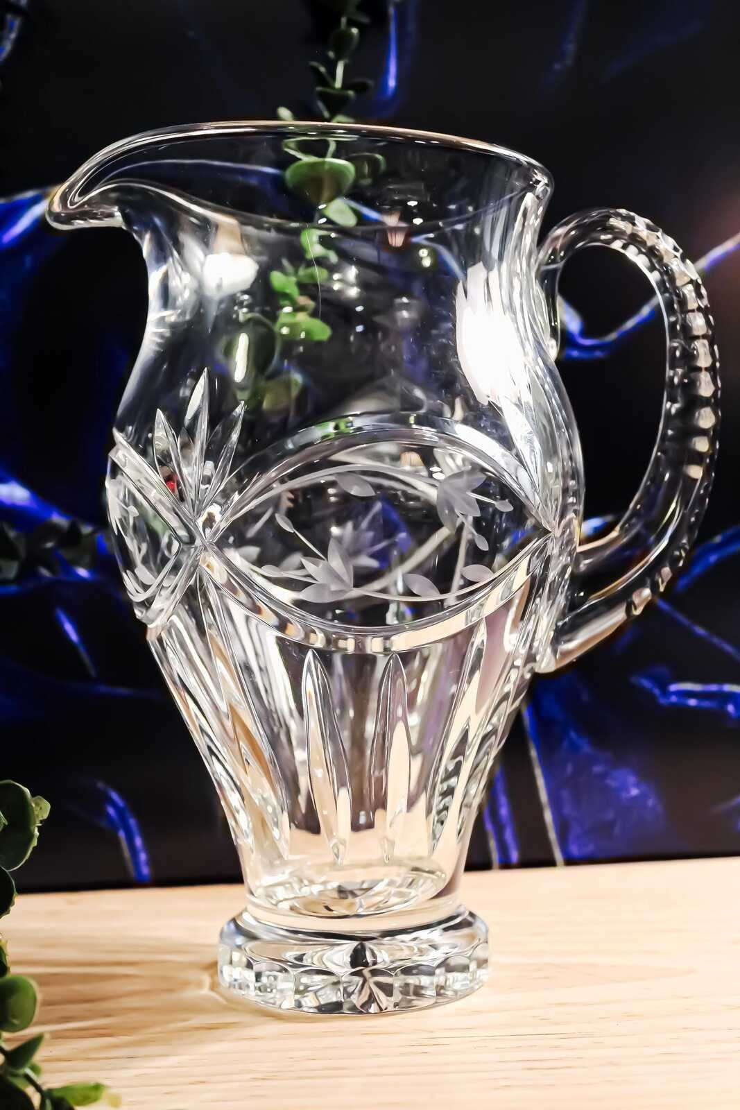 Vintage Gorham Crystal Pitcher - 8 5/8” x 4 3/8” - Victoria\'s Garden Pattern