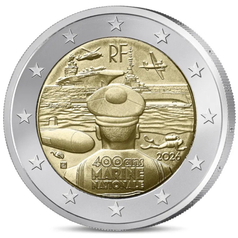 2026 France € 2 Euro Uncirculated UNC Coin - French Navy 400 Years 2026 France € 2 Euro Uncirculated UNC Coin - French Navy 400 Years
