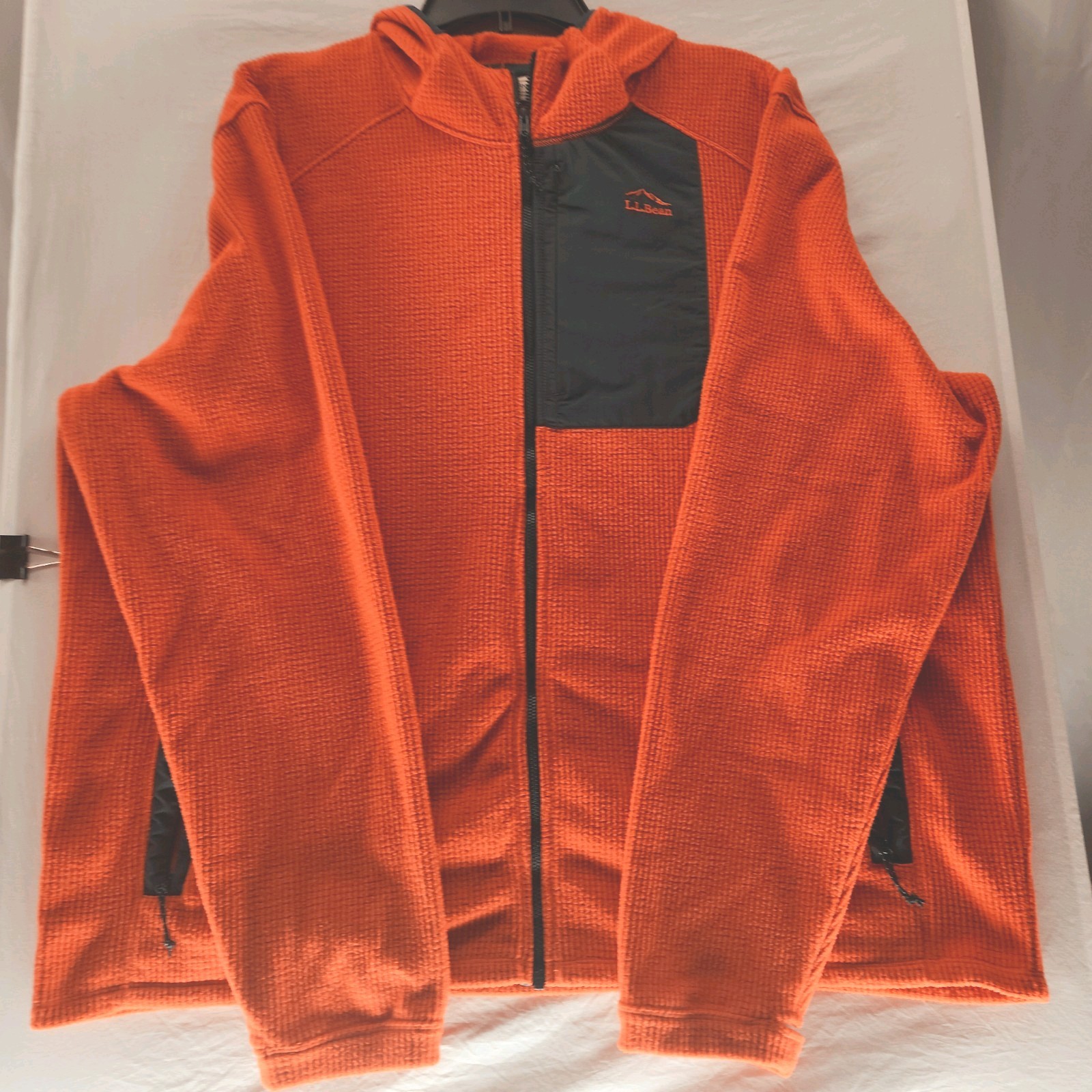 L.L. Bean Men\'s XL Grid Fleece Full Zip Hooded Jacket Orange 520406 Gorpcore L.L. Bean Men\'s XL Grid Fleece Full Zip Hooded Jacket Orange 520406 Gorpcore