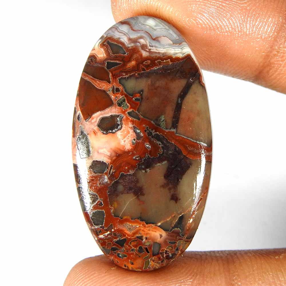 39.80Cts100%Natural 35x20x5 Crazy Lace Agate Oval Cabochon Loose Gemstone 39.80Cts100%Natural 35x20x5 Crazy Lace Agate Oval Cabochon Loose Gemstone