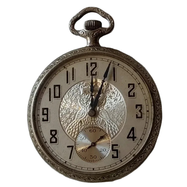 Antique Elgin Fahys Monarch Pocket Watch Peacock Face Wound Tight Antique Elgin Fahys Monarch Pocket Watch Peacock Face Wound Tight
