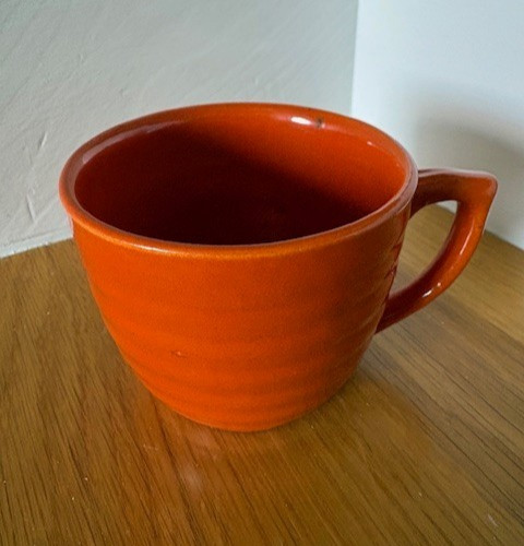 Vintage Bauer Pottery Orange Ringware Coffee Mug 2 3/4\