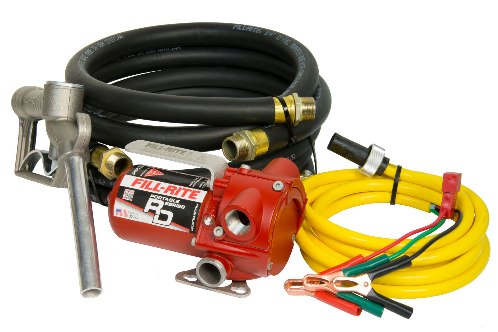 Fill-Rite RD812NH 12V 8 GPM Portable Fuel Pump w/Hoses, Nozzle, & Power Cable