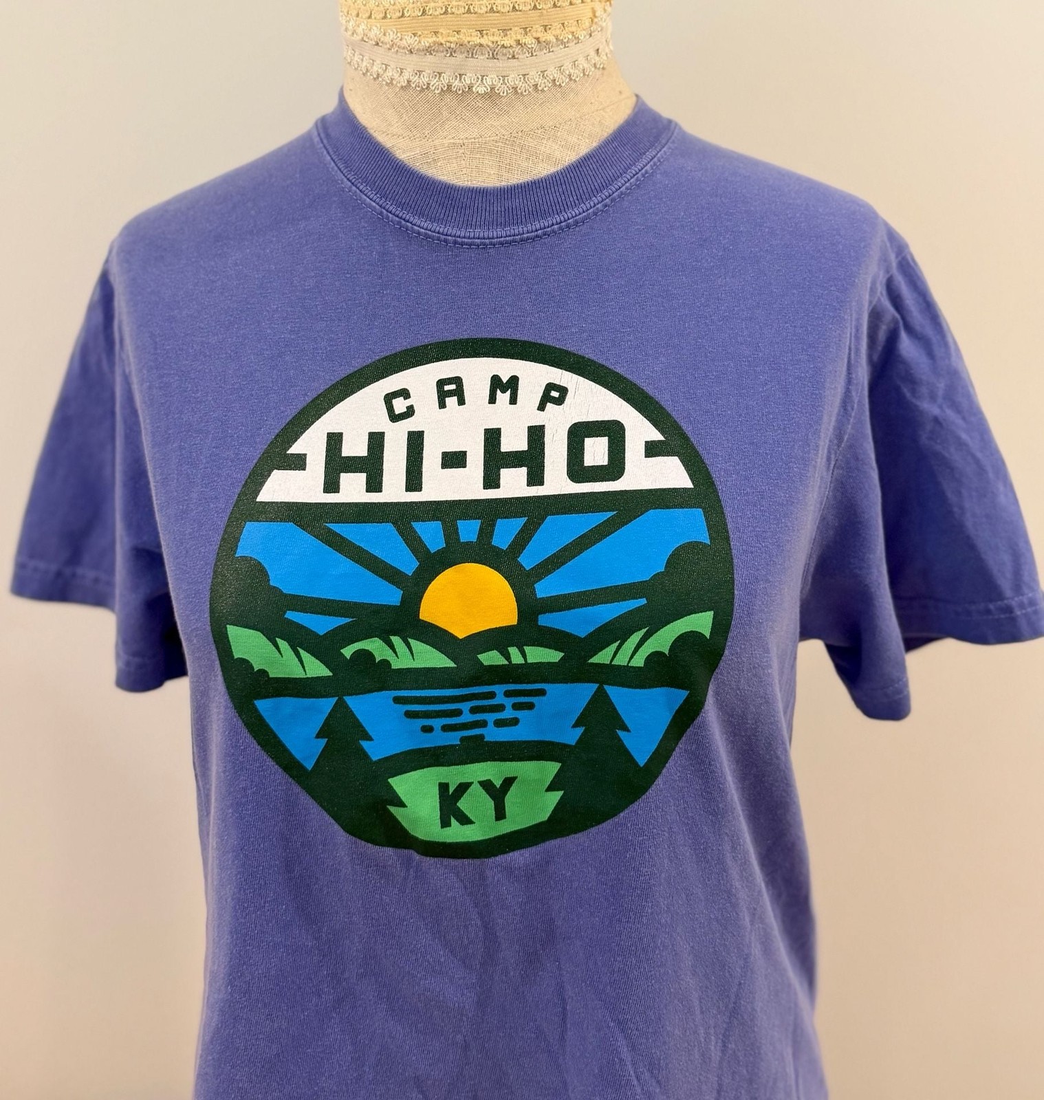 Comfort Colors Camp Hi-Ho KY Graphic T-Shirt Blue Size S Comfort Colors Camp Hi-Ho KY Graphic T-Shirt Blue Size S