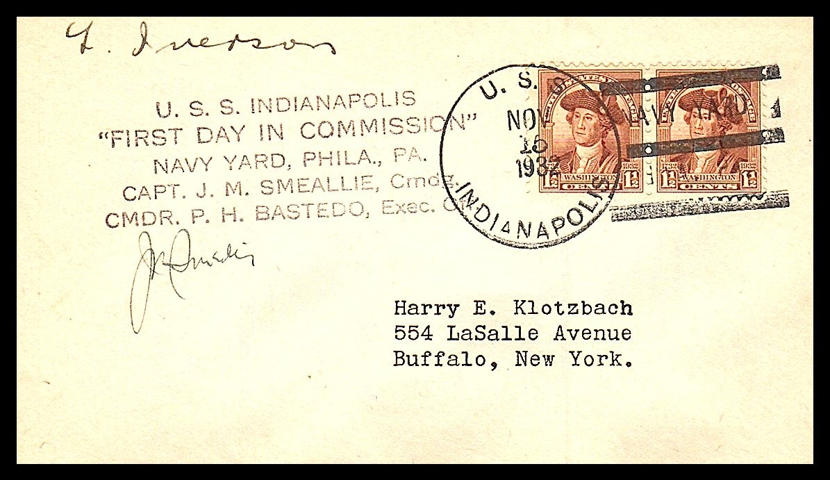 USS INDIANAPOLIS CA-35 FIRST DAY IN COMMISSION NOV 15 1932 PHILADELPHIA PA ESCI USS INDIANAPOLIS CA-35 FIRST DAY IN COMMISSION NOV 15 1932 PHILADELPHIA PA ESCI