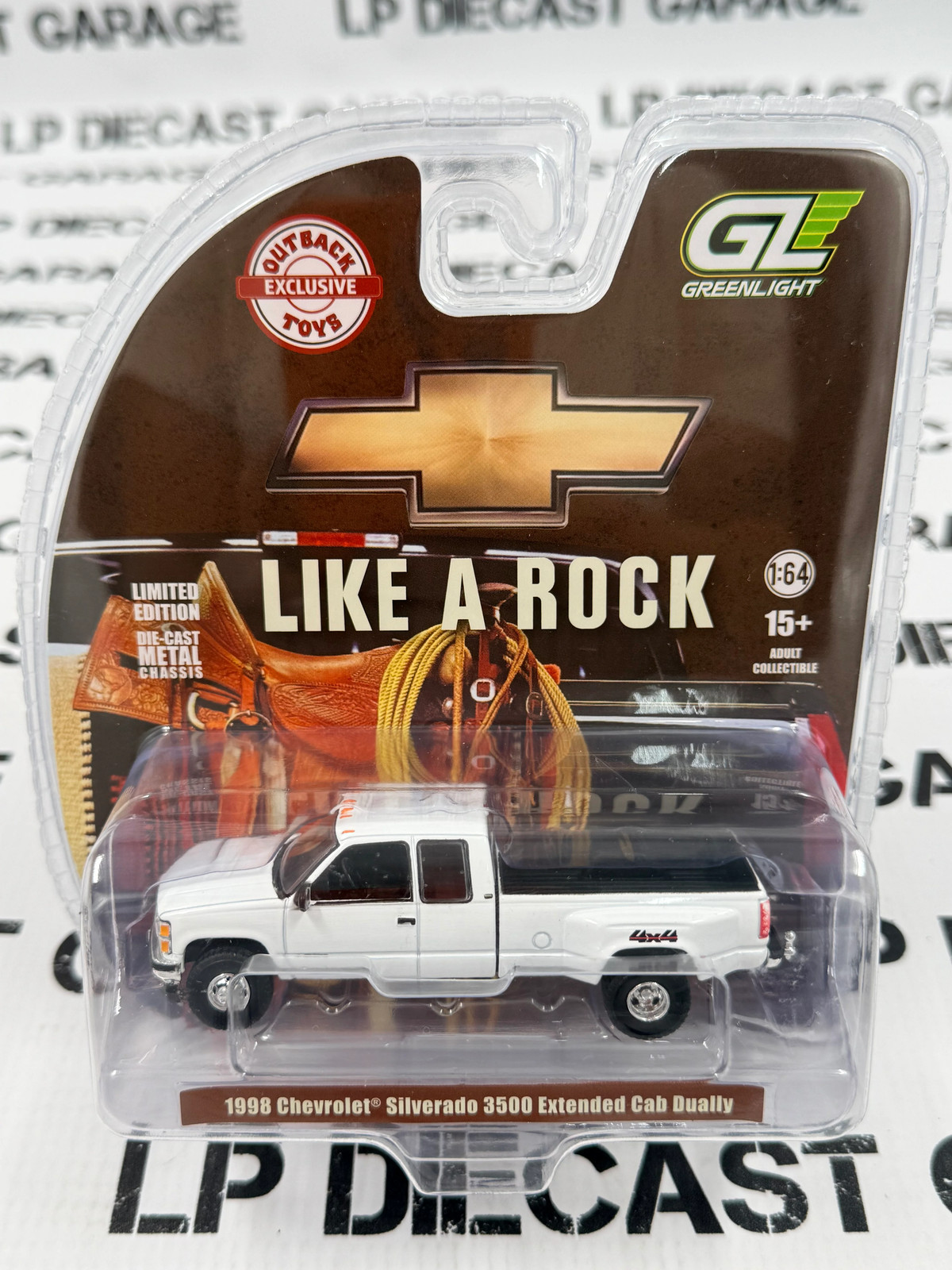 GREENLIGHT 1998 Chevrolet Silverado 3500 4x4 White 1:64 Diecast OBT Exclusive GREENLIGHT 1998 Chevrolet Silverado 3500 4x4 White 1:64 Diecast OBT Exclusive