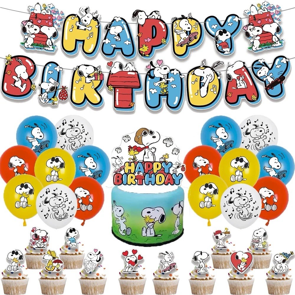 Cute Peanuts Snoopy Theme Party Supplies Set,for Kids Birthday Party Decoration
