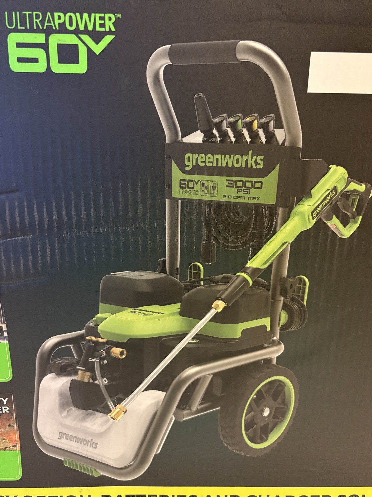 Greenworks 3000 PSI 2.0 GPM Electric Pressure Washer JettFlow / SOAP TANK