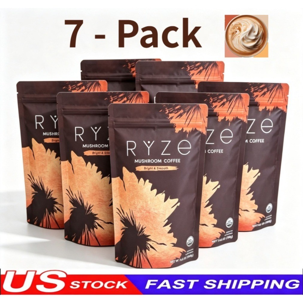 7 PACK Organic Mushroom Instant Coffee Blend 30 Servings Natural Beverage Powder