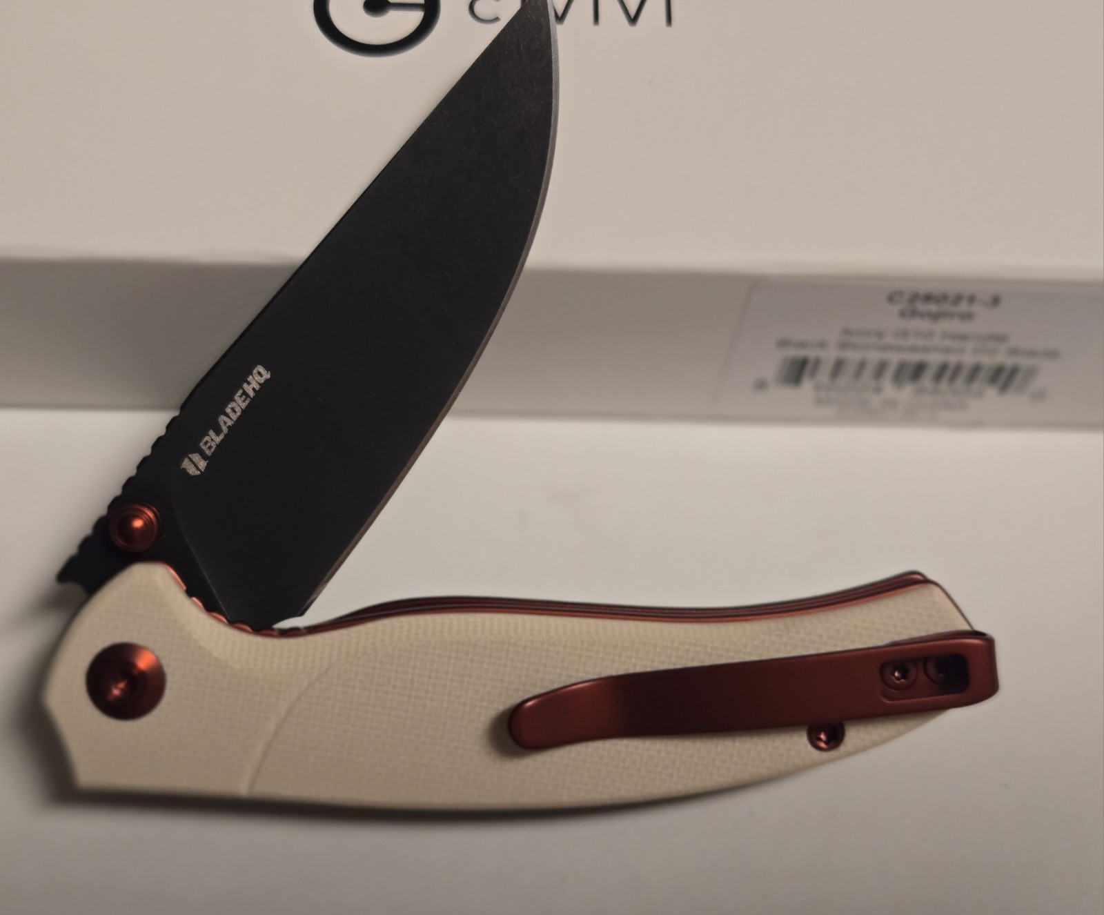 Blade HQ Exclusive Civivi Gojiro Fang Ivory/Red D2 Drop Point Blade HQ Exclusive Civivi Gojiro Fang Ivory/Red D2 Drop Point