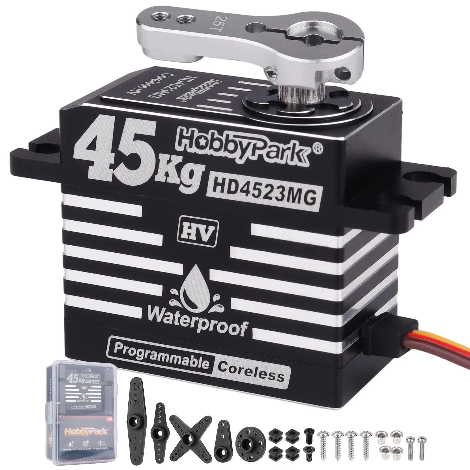 HobbyPark 45KG Waterproof Metal Gear Digital RC Servo 180° For 1/8 1/10 RC Car HobbyPark 45KG Waterproof Metal Gear Digital RC Servo 180° For 1/8 1/10 RC Car