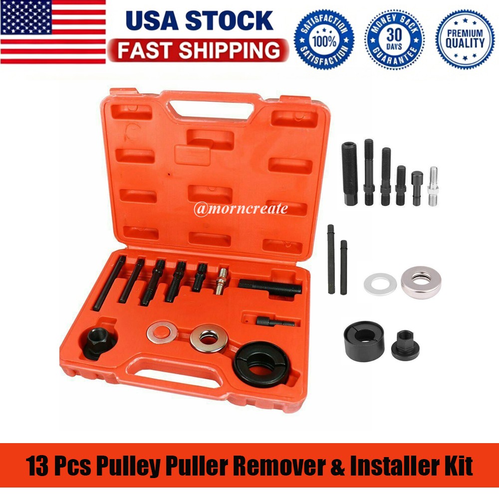 13 PCS Pulley Puller and Installer Power Steering Pump Remover Alternator Kit US