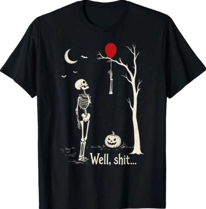 Skeleton Lost Balloon Well Funny Halloween Costume T-Shirt