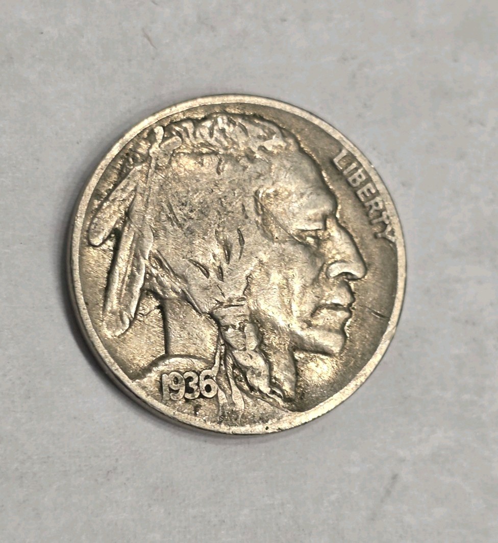 1936 Buffalo Nickel Double Die Reverse VF Condition 1936 Buffalo Nickel Double Die Reverse VF Condition