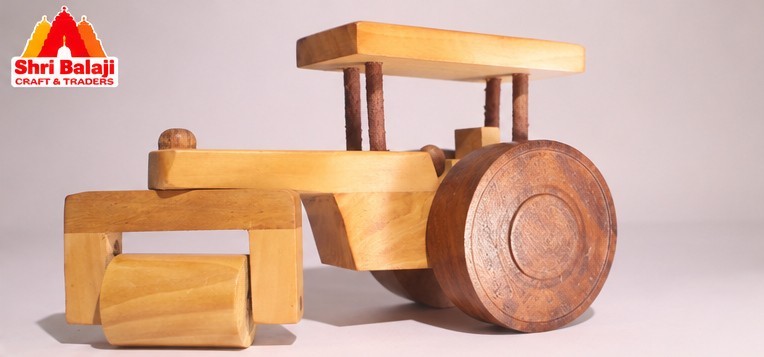 Handcrafted Wooden Toy Tractor Model | Handmade Rustic Farm Vehicle | India