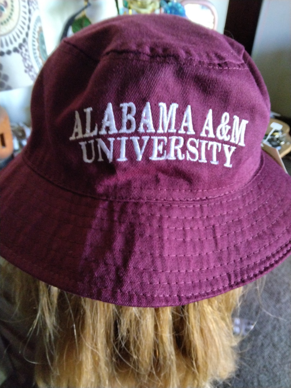 VTG Alabama A&M University Bucket Hat NWT Maroon USA Made University Square VTG Alabama A&M University Bucket Hat NWT Maroon USA Made University Square