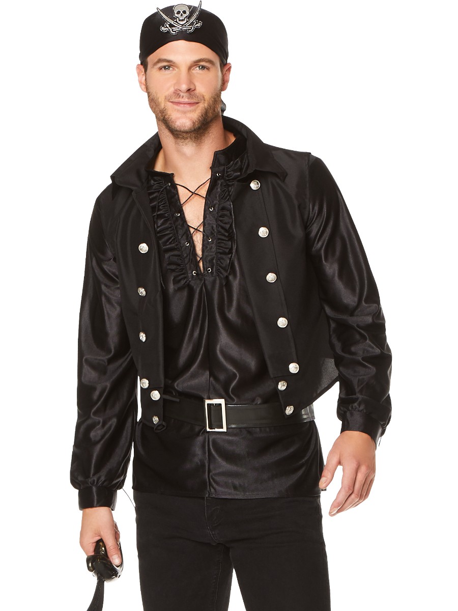 Black Skull Pirate Men's Costume