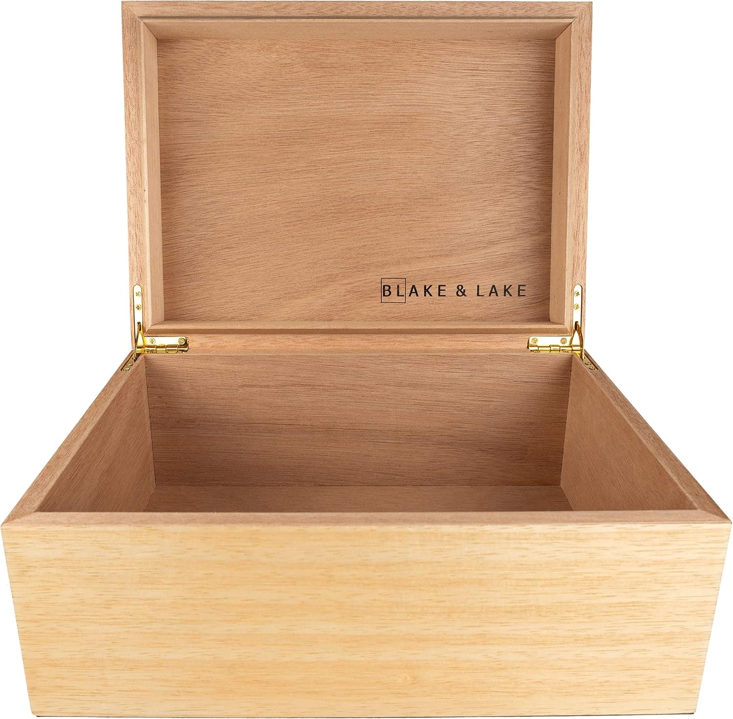 Large Wooden Box with Hinged Lid - Wood Keepsake Boxes Blonde Oak Wood Box