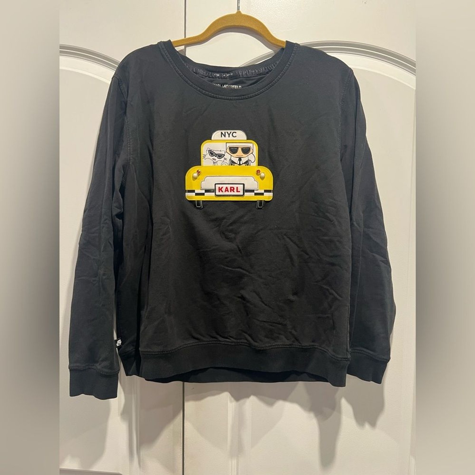 Karl Lagerfeld Black Top with Yellow Car Design Karl Lagerfeld Black Top with Yellow Car Design