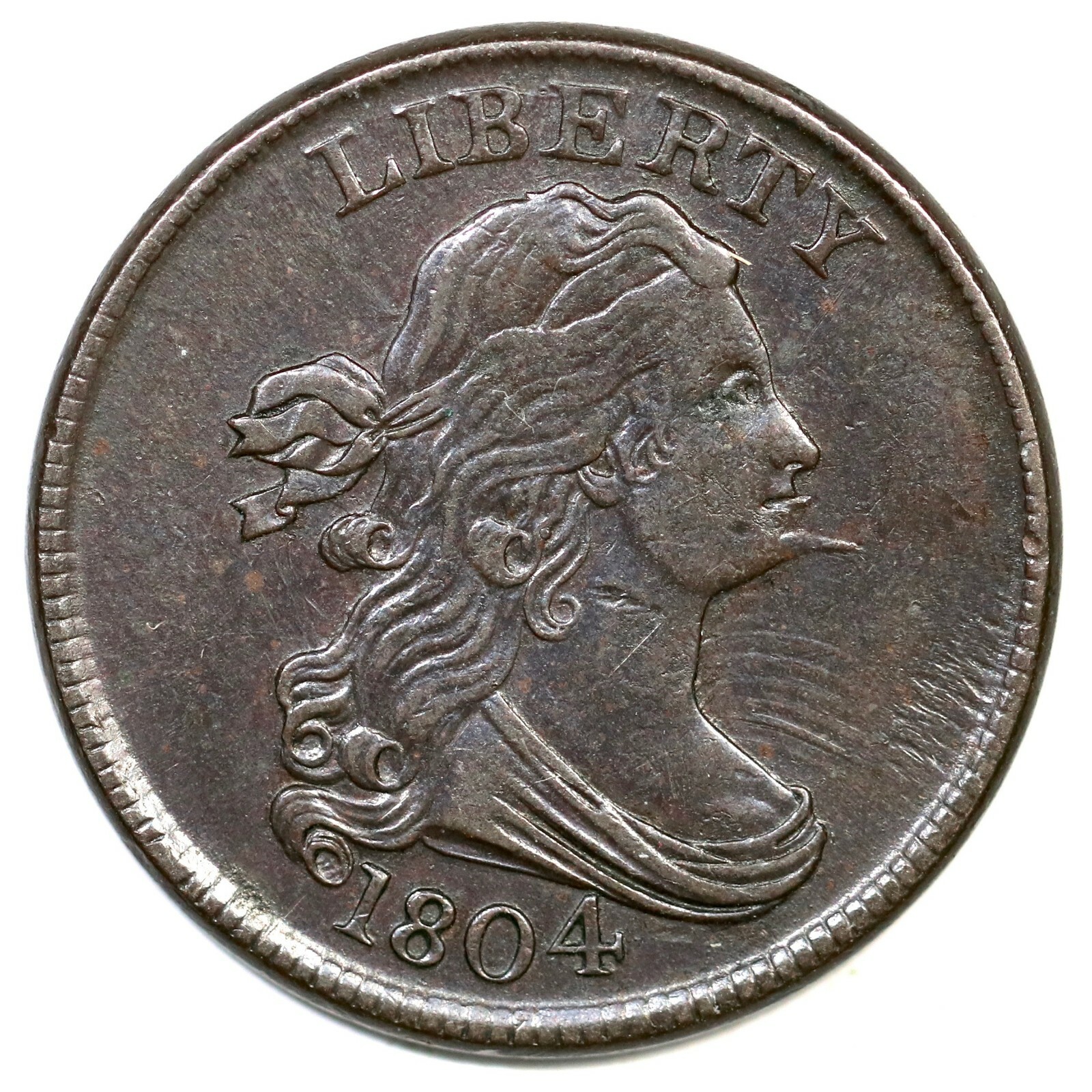 1804 C-6 R-2 Draped Bust Half Cent Coin 1/2c 1804 C-6 R-2 Draped Bust Half Cent Coin 1/2c