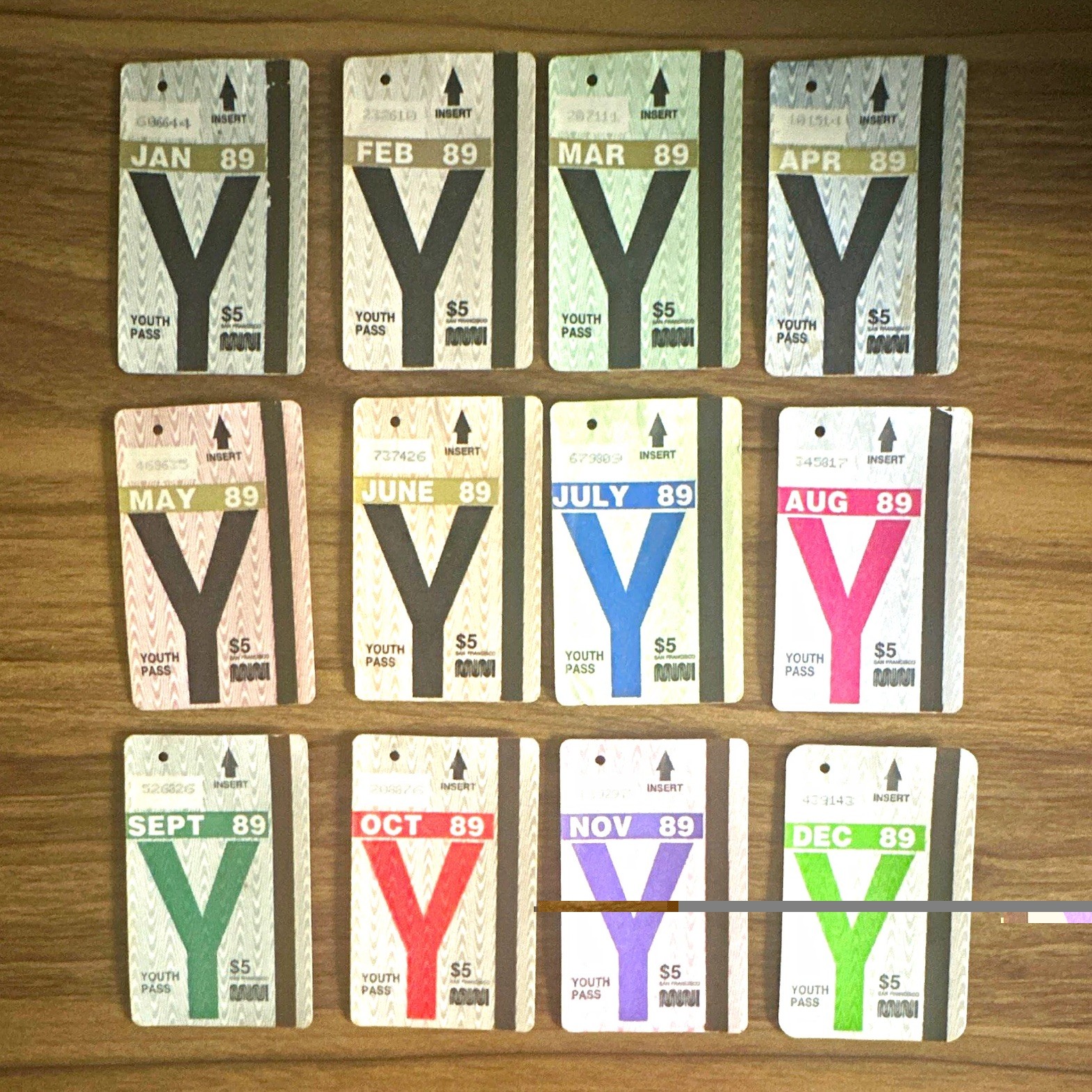 Vintage San Francisco MUNI Youth Bus Fast Pass 1989 Complete Set Of 12 Ephemera Vintage San Francisco MUNI Youth Bus Fast Pass 1989 Complete Set Of 12 Ephemera