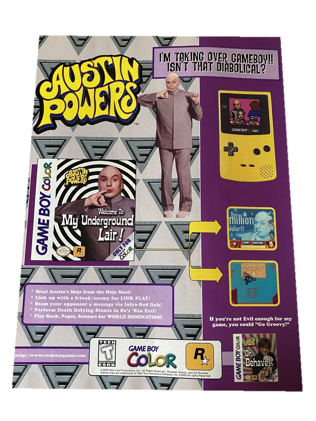 Austin Powers Game Boy Color Print Ad Poster