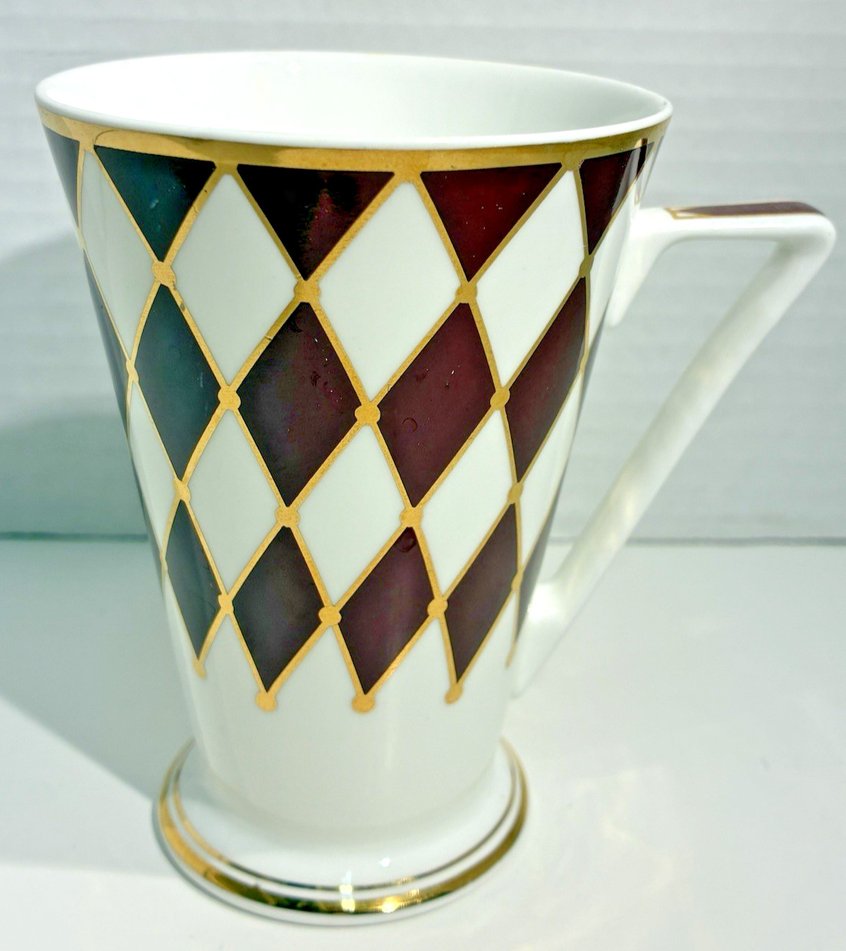 Harlequin Diamond by WREN Fine Bone China England 24 Ct Gold Coffee/Tea Mug