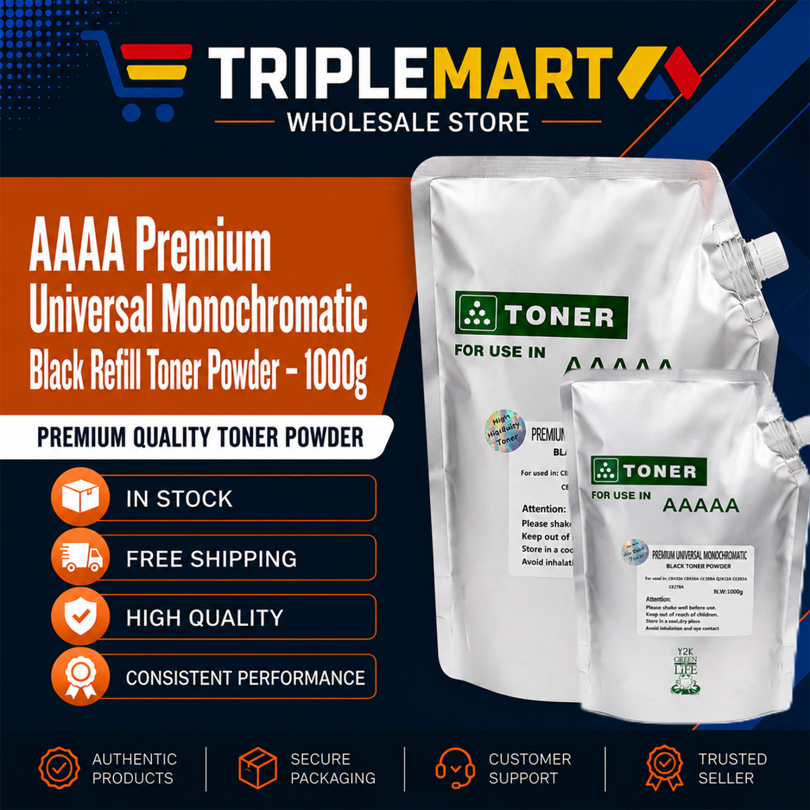 Bulk AAAAA Premium Universal Monochromatic Blk Toner Powder – 2KGg - HP & Canon Bulk AAAAA Premium Universal Monochromatic Blk Toner Powder – 2KGg - HP & Canon