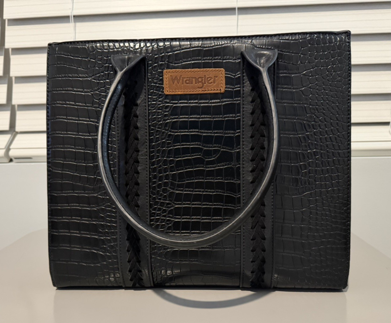 Montana West Wrangler Tote Bag for Women Crocodile-Black Montana West Wrangler Tote Bag for Women Crocodile-Black