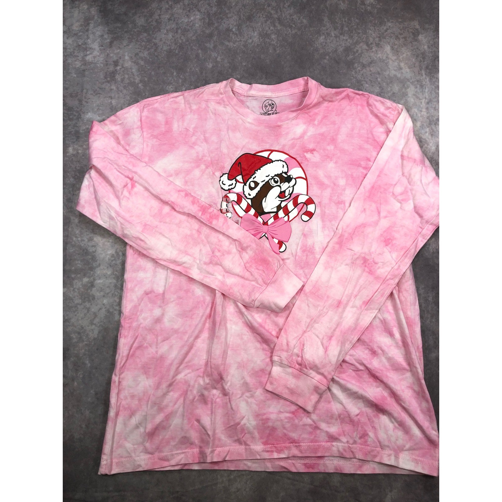 Buc-ee\'s Christmas Santa Beaver Pink Tie Dye Long Sleeve Graphic Tee Large Buc-ee\'s Christmas Santa Beaver Pink Tie Dye Long Sleeve Graphic Tee Large