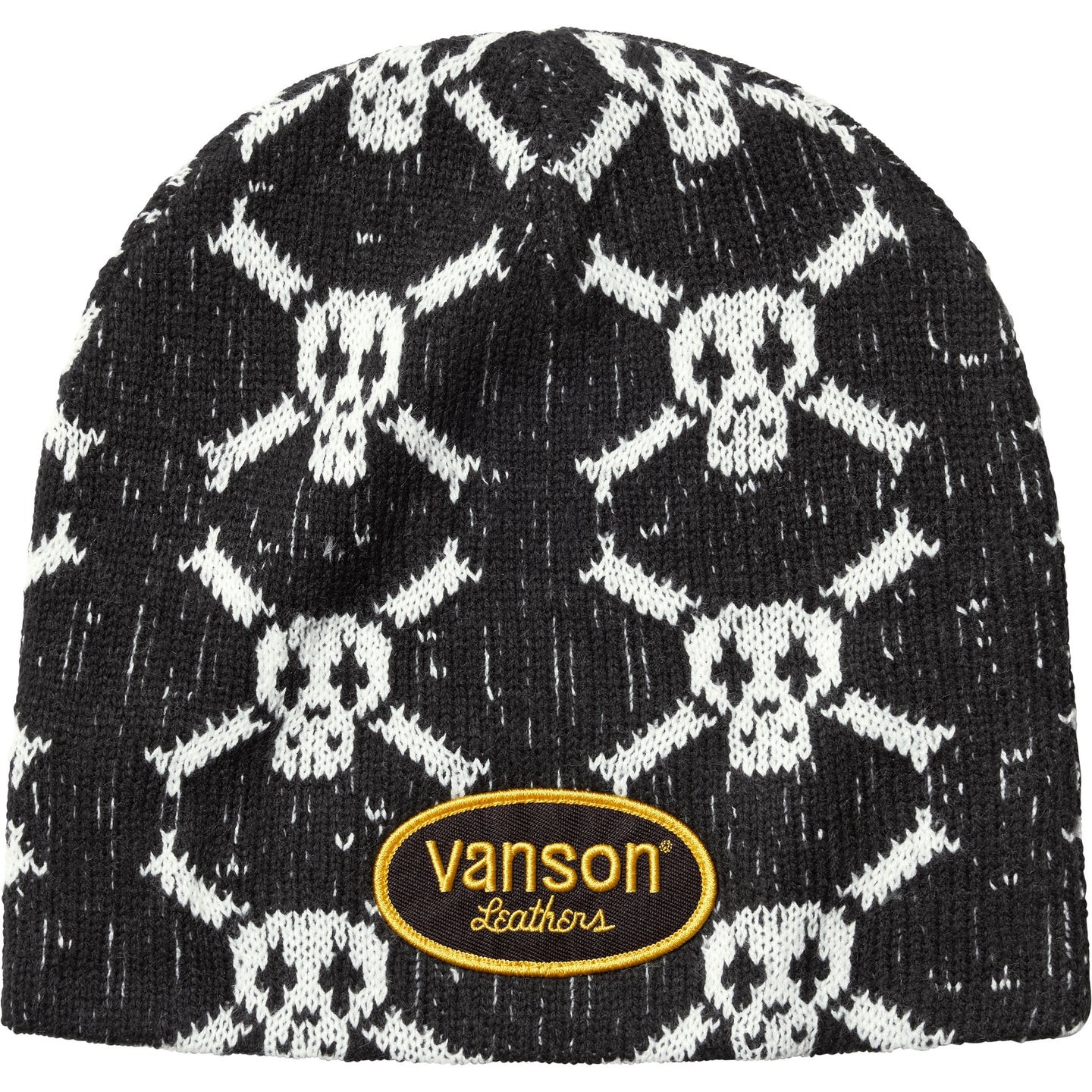 Supreme Vanson Leathers Skull Pattern Beanie Hat Black/White - SHIPS FAST Supreme Vanson Leathers Skull Pattern Beanie Hat Black/White - SHIPS FAST