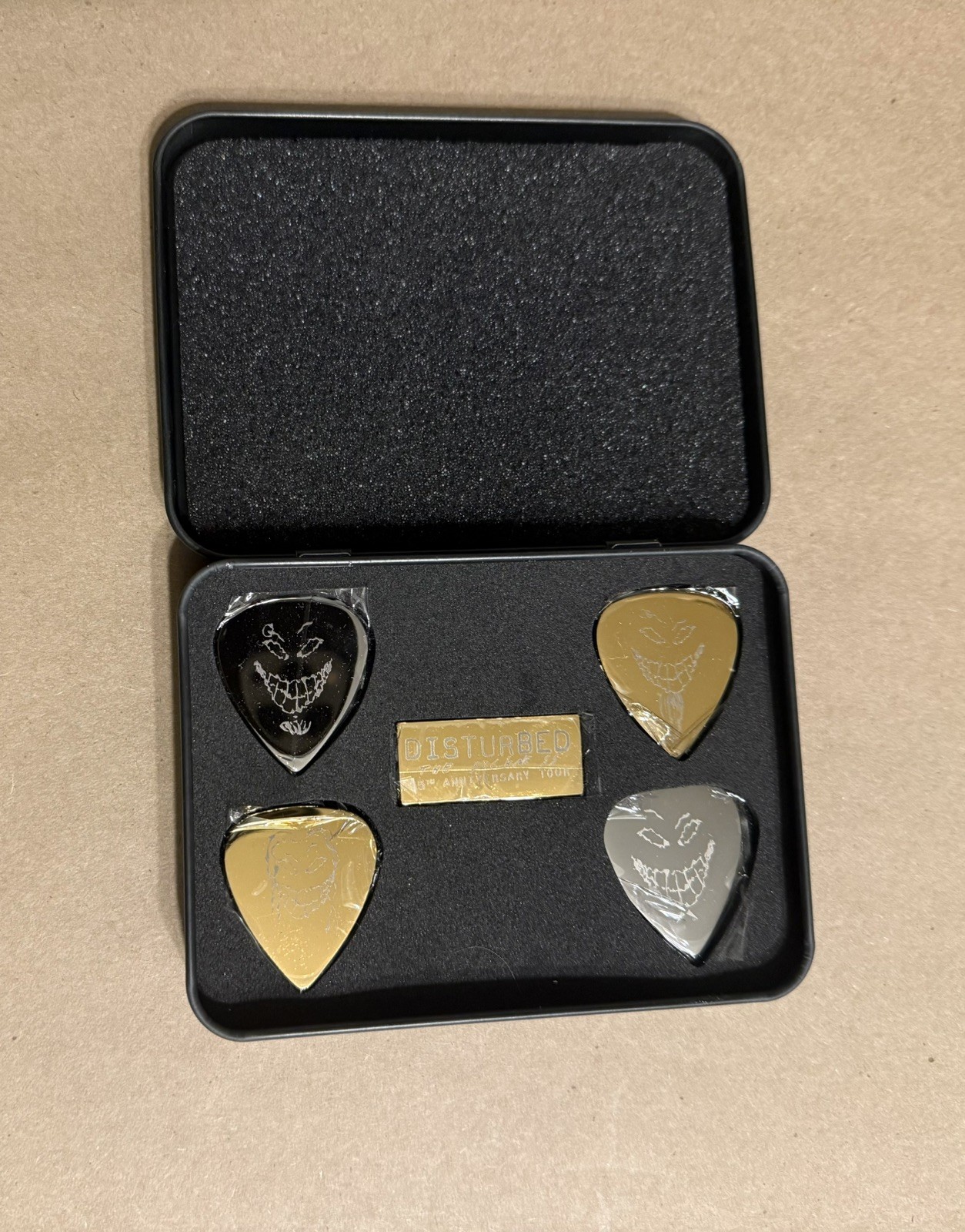 RARE 2025 Disturbed VIP Metal Guitar Picks - 25th Anniversary The Sickness Tour RARE 2025 Disturbed VIP Metal Guitar Picks - 25th Anniversary The Sickness Tour
