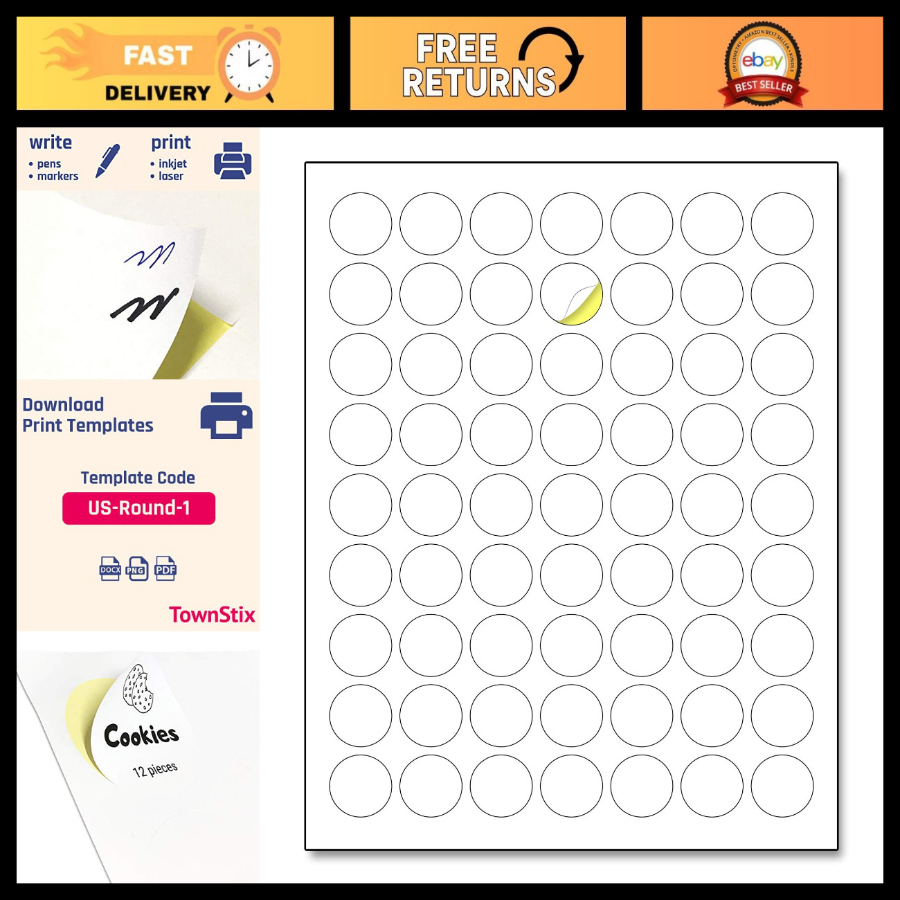 200 Sheets 1-Inch Round Printable Circle Labels - Perfect for Organizing & Craft