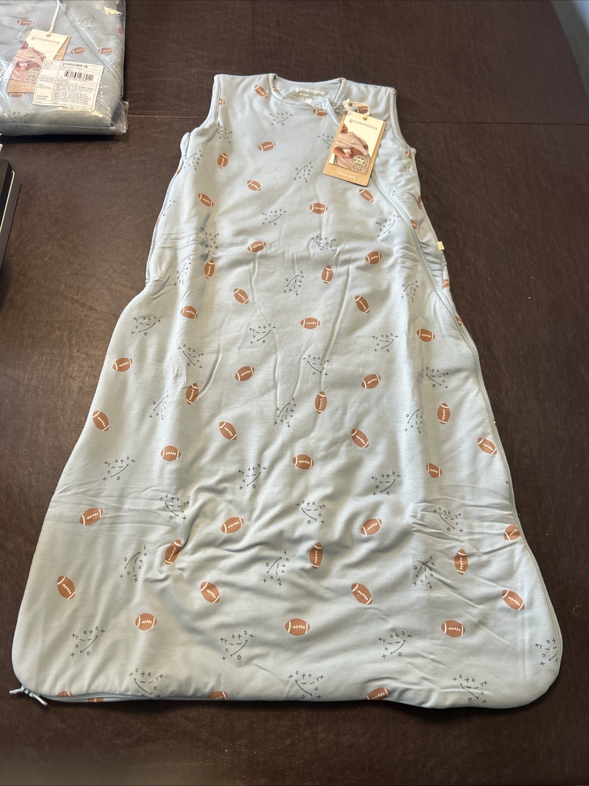 Gunamuna 1.0 TOG Bamboo Viscose Sleep Sack Blue Football 18-24M NEW NWT Gunamuna 1.0 TOG Bamboo Viscose Sleep Sack Blue Football 18-24M NEW NWT