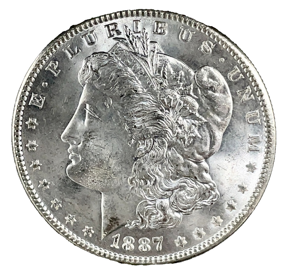 1887 Morgan Dollar BU. VAM-15 Double RIB 90% Silver $1 U.S Coin # 2624