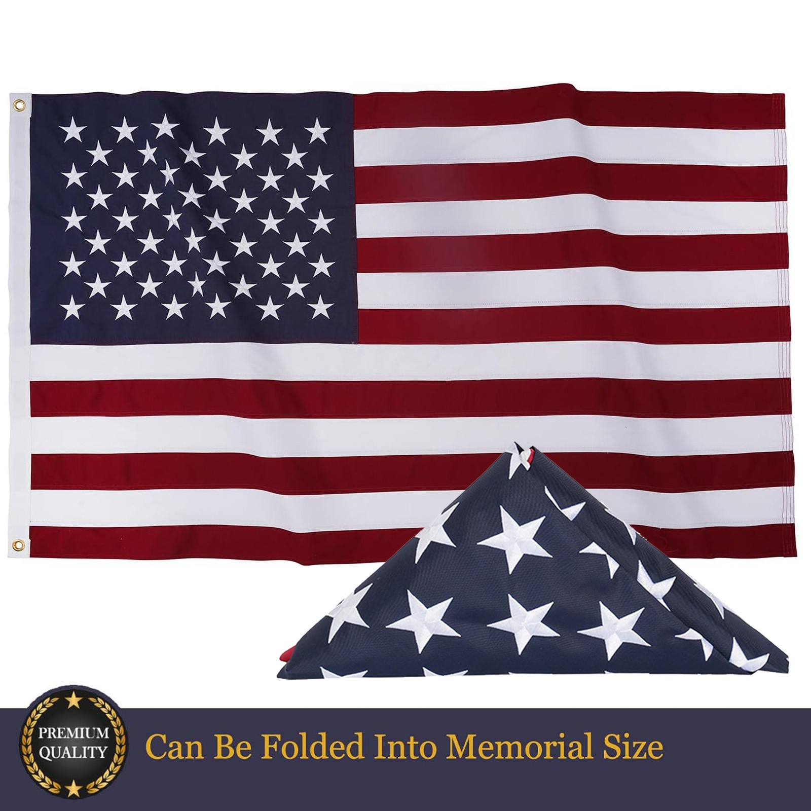 USA Internment Flag 5 x 9.5 FT Premium Quality Cotton American Burial Memorial
