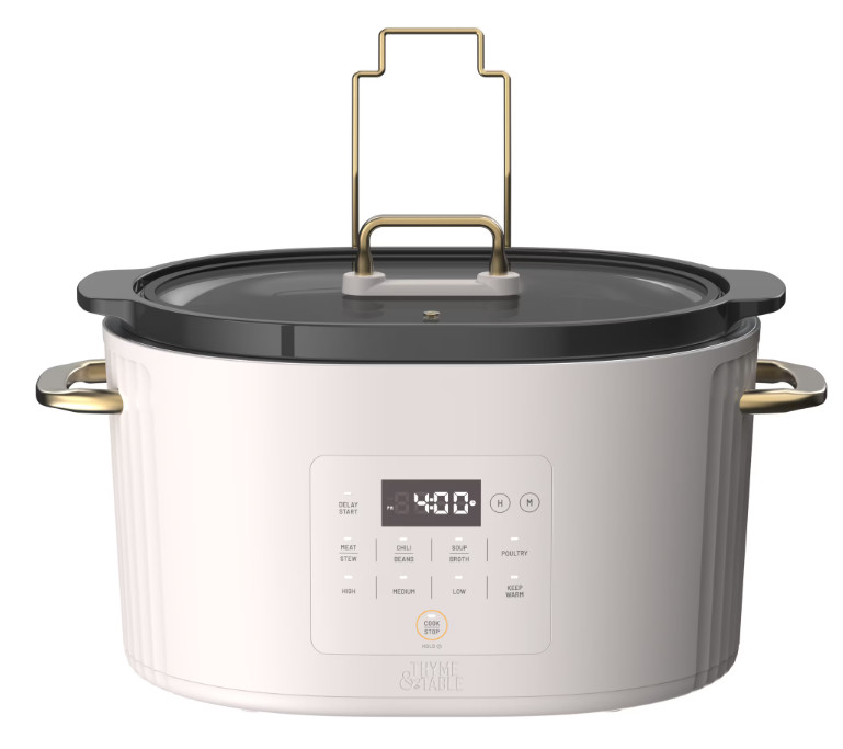 Olla de Cocción Lenta Programable 6 QT con Control Digital, Blanco Arena, Nuevo