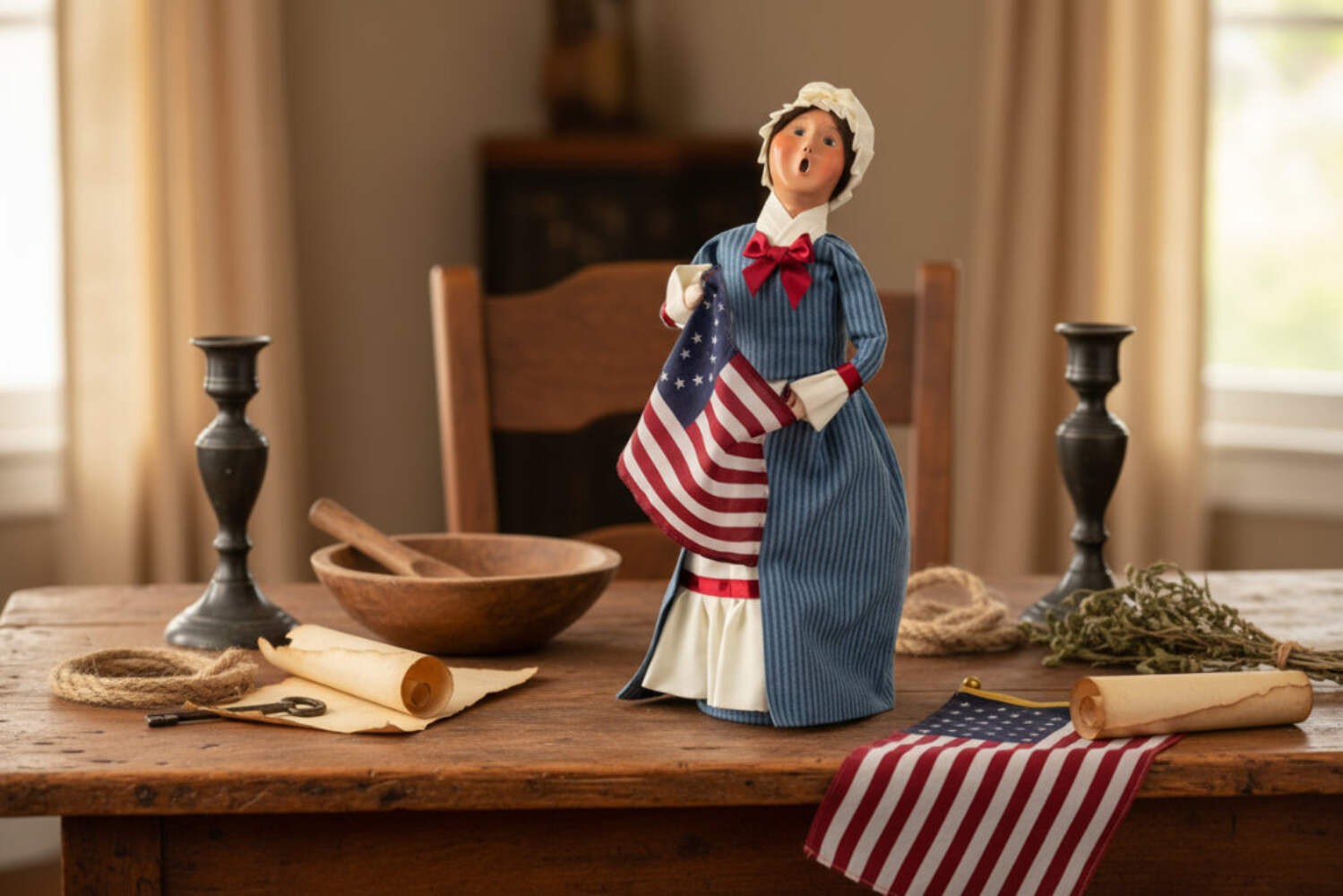 Primitive Collectable Byers Choice Betsy Ross Caroler 554W