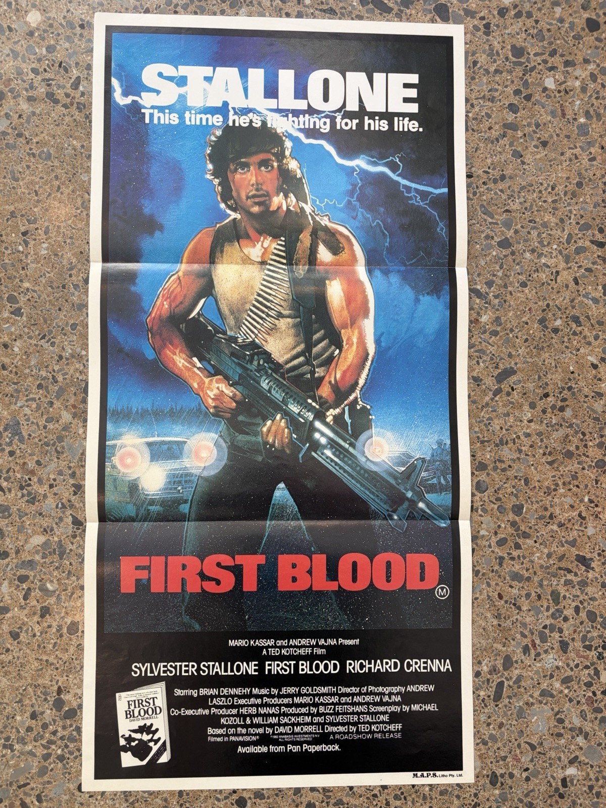 FIRST BLOOD 1982 Rambo 13.5x30 Orig Movie Daybill Poster RARE Stallone FIRST BLOOD 1982 Rambo 13.5x30 Orig Movie Daybill Poster RARE Stallone