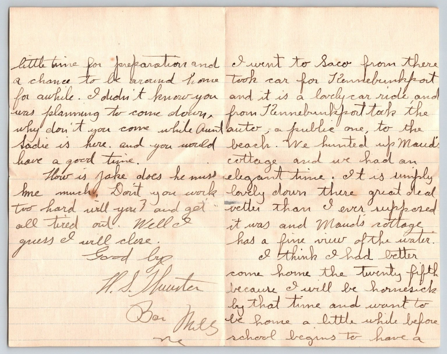 1904 Saco Mills Maine Handwritten Letter Kennebunkport Ephemera 1904 Saco Mills Maine Handwritten Letter Kennebunkport Ephemera