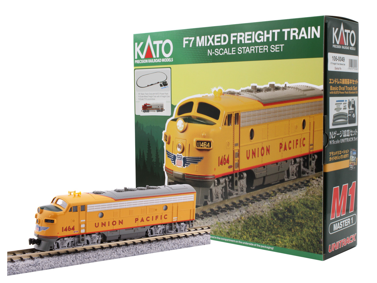 Kato 1060050 N Scale Union Pacific EMD F7 Freight Starter Set (Analog DC)