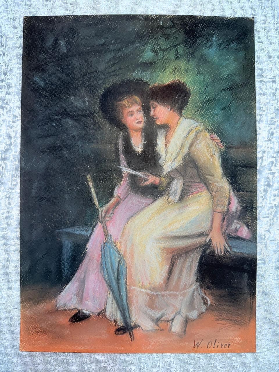 William Oliver (handmade) Drawing on antique paper signed and sealed.