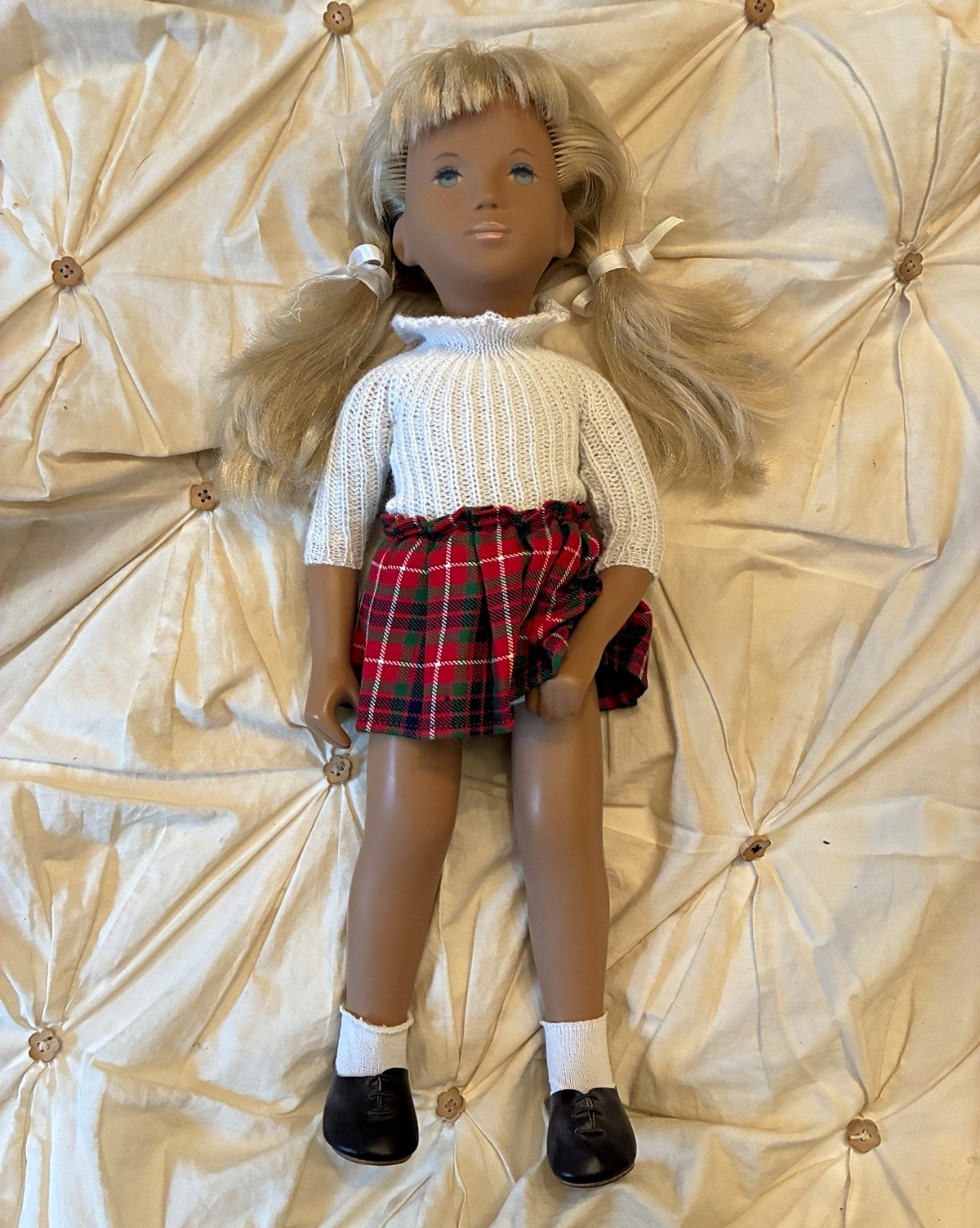 1966-68 English Trendon Blonde Pigtail Sasha Doll No Philtrum original outfit 1966-68 English Trendon Blonde Pigtail Sasha Doll No Philtrum original outfit