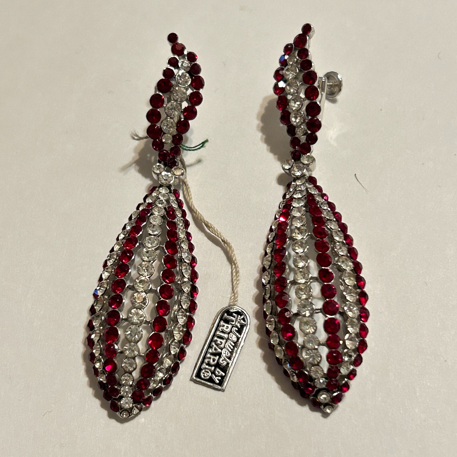Vtg 60s Crown Trifari Red Rhinestone Drop Screwback Earrings Alfred Philippe Tag Vtg 60s Crown Trifari Red Rhinestone Drop Screwback Earrings Alfred Philippe Tag