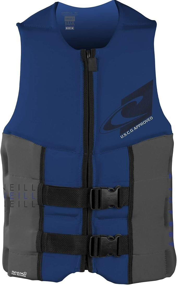 MEDIUM O\'Neill Men\'s Assault USCG Life Vest Blue Neoprene