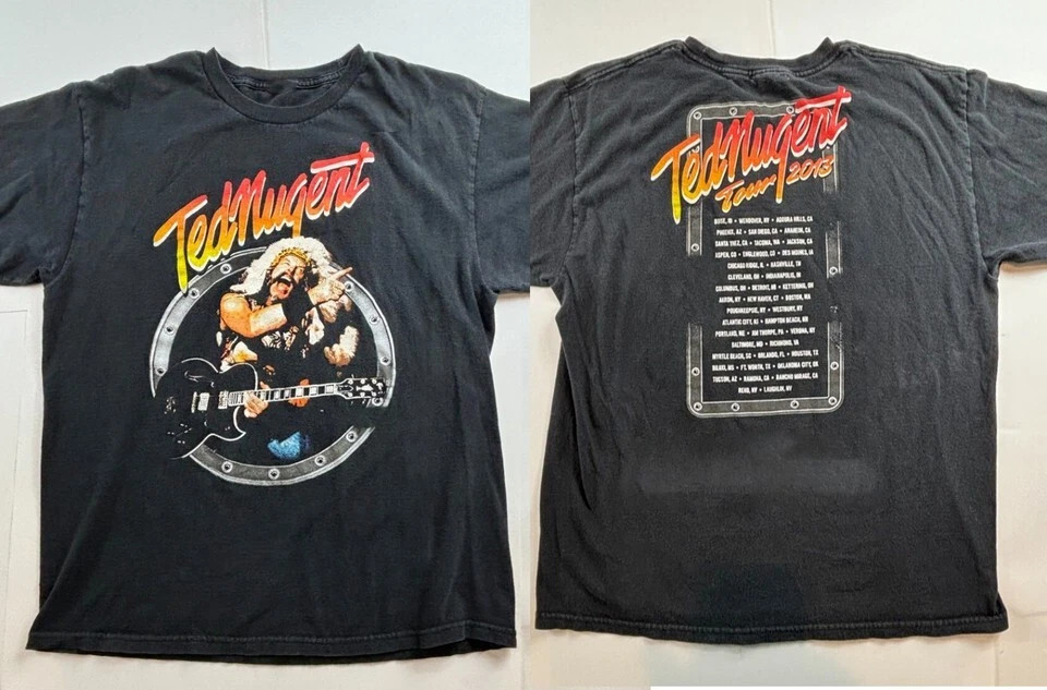 Ted Nugent Concert Tour Black Unisex Heavy Cotton T-Shirt Full Size Ted Nugent Concert Tour Black Unisex Heavy Cotton T-Shirt Full Size