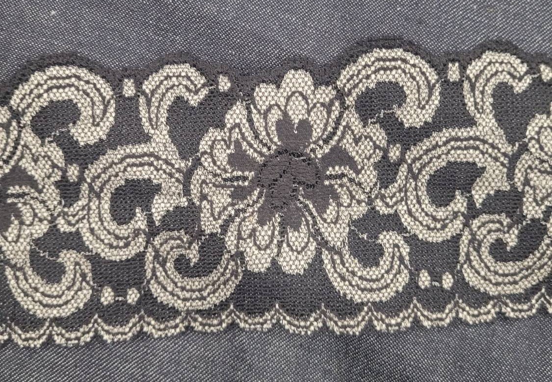Vintage Black & Silver Floral Scroll Lace Trim 3