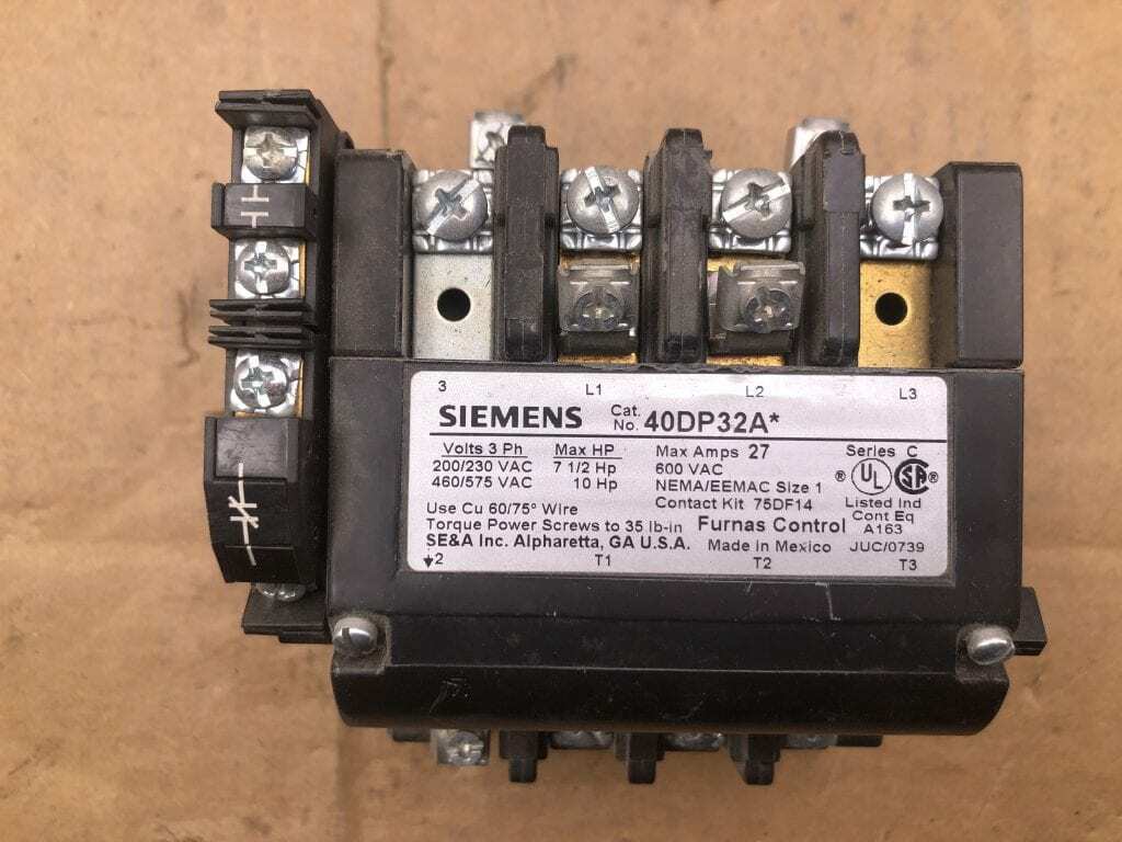 Siemens Furnas 40DP32A Series C Size 1 Magnetic Motor Starter 27A 600V w/ Relay