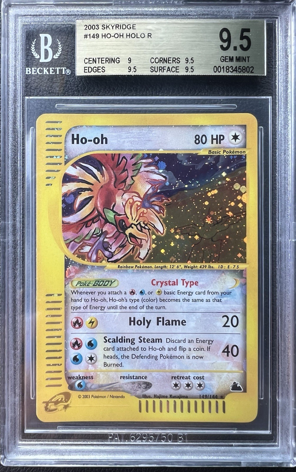 Pokemon Skyridge Ho-Oh Holo BGS 9.5 POP 36 w/ Holo Bleed & Swirl In Text Pokemon Skyridge Ho-Oh Holo BGS 9.5 POP 36 w/ Holo Bleed & Swirl In Text