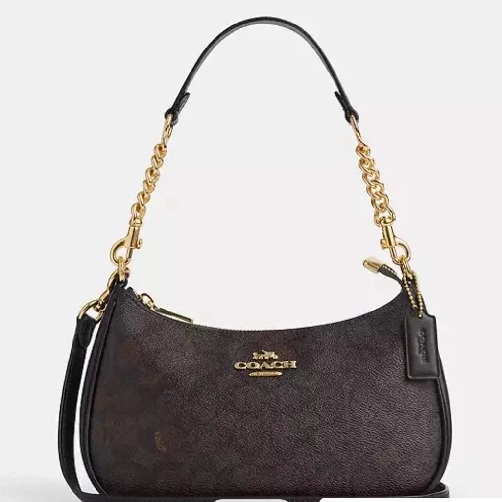 NWT Coach Teri Shoulder Bag In Signature CV933 Gold/Walnut/Black NWT Coach Teri Shoulder Bag In Signature CV933 Gold/Walnut/Black
